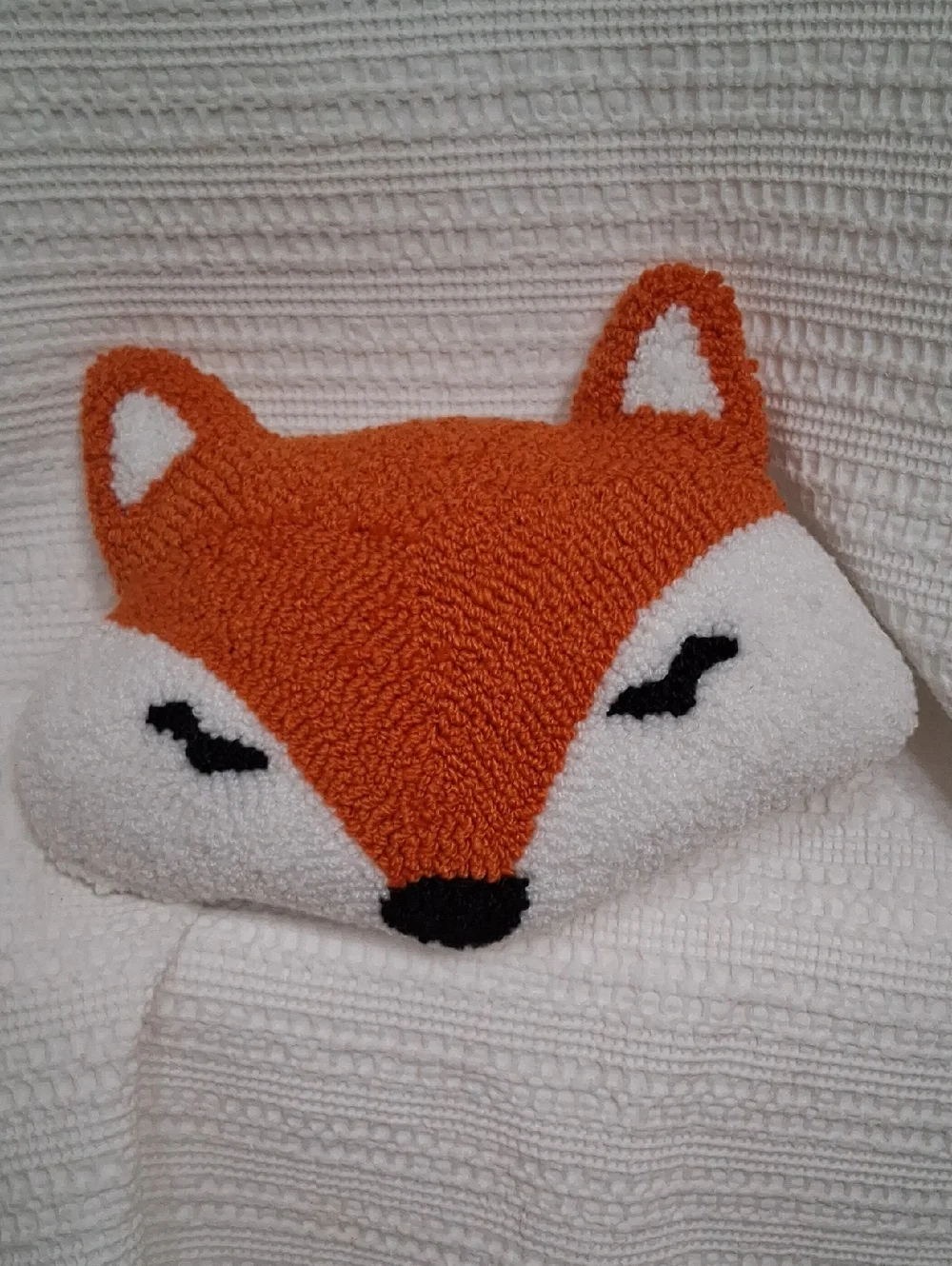 Fox Face Tufted Pillow - Orange and White